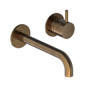 Afbouwdeel - Inbouw wastafelmengkraan met 3 + 3 inbouwsysteem en 18 cm uitloop AB - Living Colours vormen een Poetsbaar patina CB005EXT18AB
