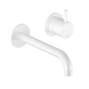 Afbouwdeel - Inbouw wastafelmengkraan met 3 + 3 inbouwsysteem en 18 cm uitloop WH CB005EXT18WH