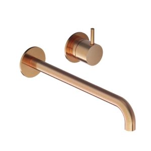 Afbouwdeel - Inbouw wastafelmengkraan met 3 + 3 inbouwsysteem en 25 cm uitloop BC - Living Colours vormen een Poetsbaar patina CB005EXT25BC