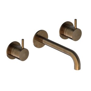 Afbouwdeel - Inbouw wastafelmengkraan 3 gats met inbouwbrug en 18 cm uitloop AB - Living Colours vormen een Poetsbaar patina CB005TEXT18AB