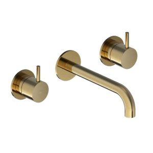 Afbouwdeel - Inbouw wastafelmengkraan 3 gats met inbouwbrug en 18 cm uitloop BB - Living Colours vormen een Poetsbaar patina CB005TEXT18BB
