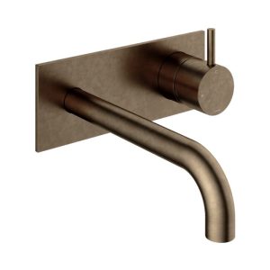 Afbouwdeel - Inbouw wastafelmengkraan met achterplaat en 3 + 3 inbouwsysteem en 18 cm uitloop AB - Living Colours vormen een Poetsbaar patina CB006EXT18AB