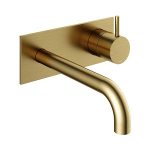 Afbouwdeel - Inbouw wastafelmengkraan met achterplaat en 3 + 3 inbouwsysteem en 18 cm uitloop BBP PVD CB006EXT18BBP