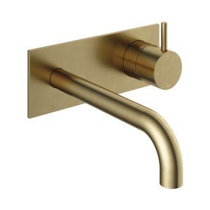 Afbouwdeel - Inbouw wastafelmengkraan met achterplaat en 3 + 3 inbouwsysteem en 18 cm uitloop BB - Living Colours vormen een Poetsbaar patina CB006EXT18BB
