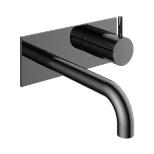 Afbouwdeel - Inbouw wastafelmengkraan met achterplaat en 3 + 3 inbouwsysteem en 18 cm uitloop BK CB006EXT18BK