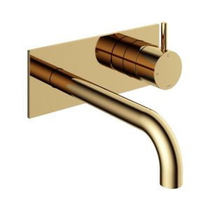 Afbouwdeel - Inbouw wastafelmengkraan met achterplaat en 3 + 3 inbouwsysteem en 18 cm uitloop NB  - Living Colours vormen een Poetsbaar patina CB006EXT18NB