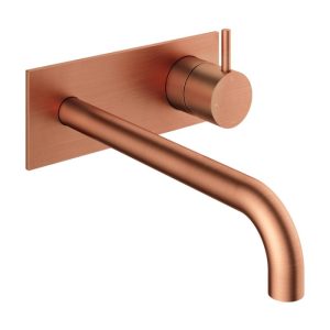 Afbouwdeel - Inbouw wastafelmengkraan met achterplaat en 3 + 3 inbouwsysteem en 25 cm uitloop BC - Living Colours vormen een Poetsbaar patina CB006EXT25BC