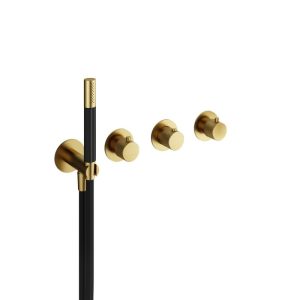 Afbouwdeel Bad/Douche thermostaat met 2 stopkranen, handdouche en doucheslang BBP PVD CX7071EXTBBP