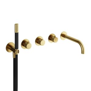 Hotbath Afbouwdeel Badthermostaatmet uitloop incl. handdouche en doucheslang BBP PVD CX7072EXTBBP