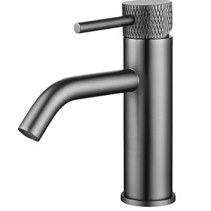 Ribbd wastafelkraan met coldstart gunmetal