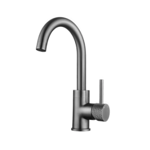Ribbd wastafelkraan met draaibare uitloop gunmetal