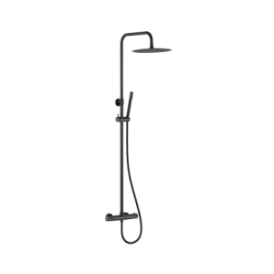 Ribbd thermostatische regendoucheset opbouw mat zwart