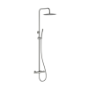 Ribbd thermostatische regendoucheset opbouw geborsteld staal