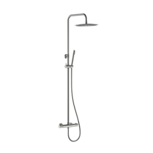 Ribbd thermostatische regendoucheset opbouw geborsteld staal