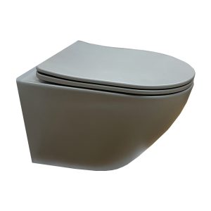 Lusso Blu Hangend toilet | Softclose | Quickrelease | Randloos Mat Grijs (Met bril)