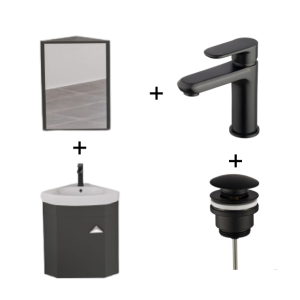 Linea Complete set hoek meubel antraciet | wit | 1 afmeting |